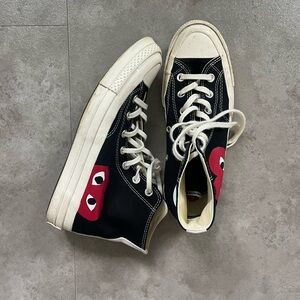 Converse PLAY Black High-Top Sneakers with Red Heart Logo
